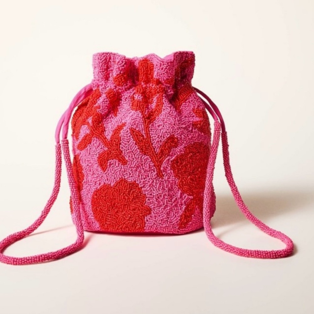 Kate Spade X Target Beaded Classic Rose Drawstring Bucket